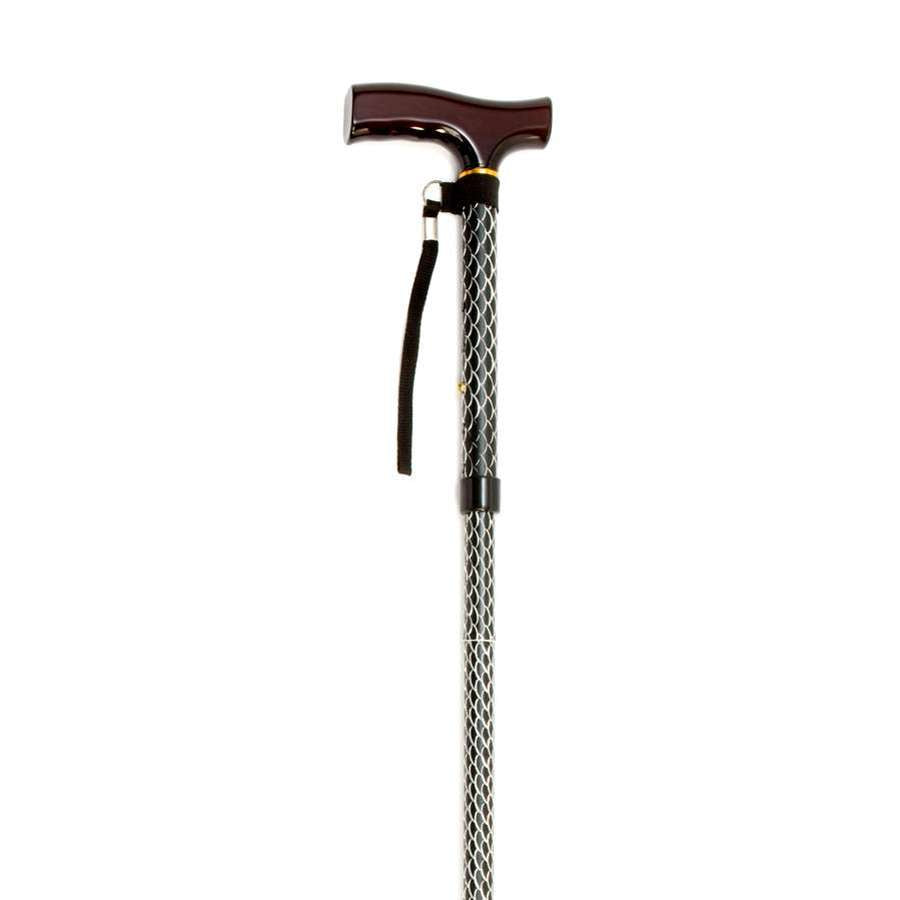 Folding Cane with Strap (Black Wave) - Humber Mobility Centre