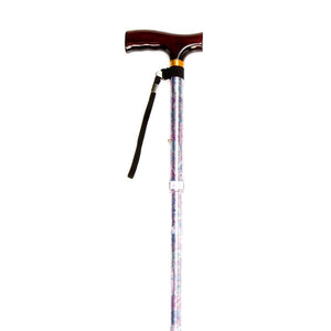 Folding Cane with Strap (Red Blossom) - Humber Mobility Centre