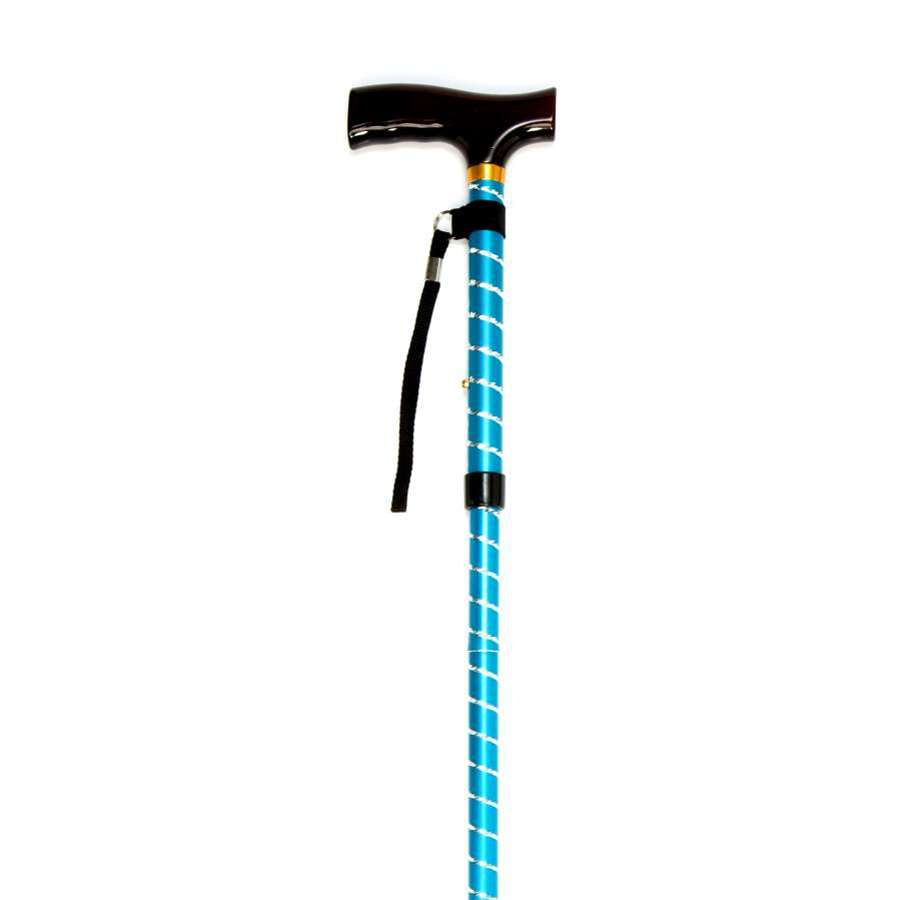 Folding Cane with Strap (Blue Twist) - Humber Mobility Centre