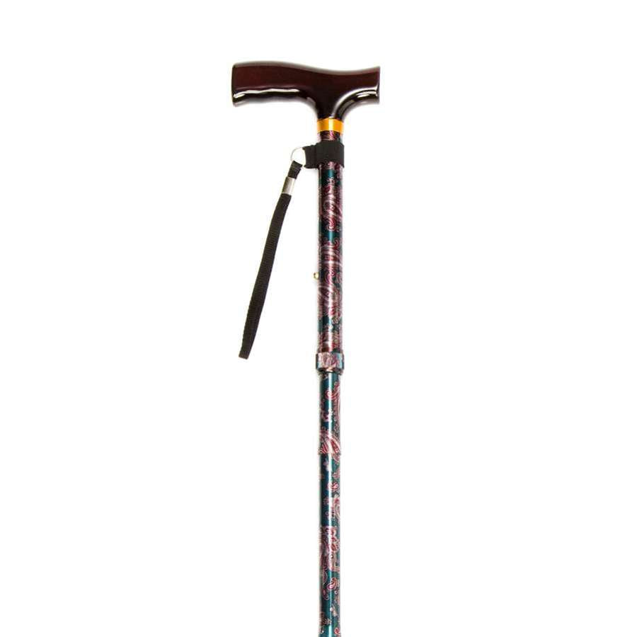 Folding Cane with Strap (Amoeba Green) - Humber Mobility Centre