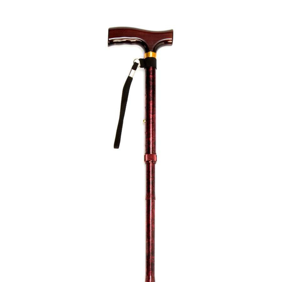 Folding Cane with Strap (Red Crackle) - Humber Mobility Centre