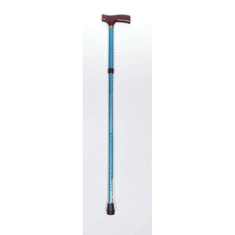 Folding Cane With Strap (Blue Spiral Wave) - Humber Mobility Centre