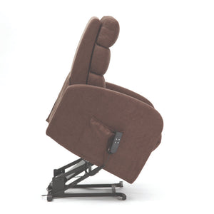 Three Tier Back Fabric Single Motor Riser Recliner in Brown - Humber Mobility Centre