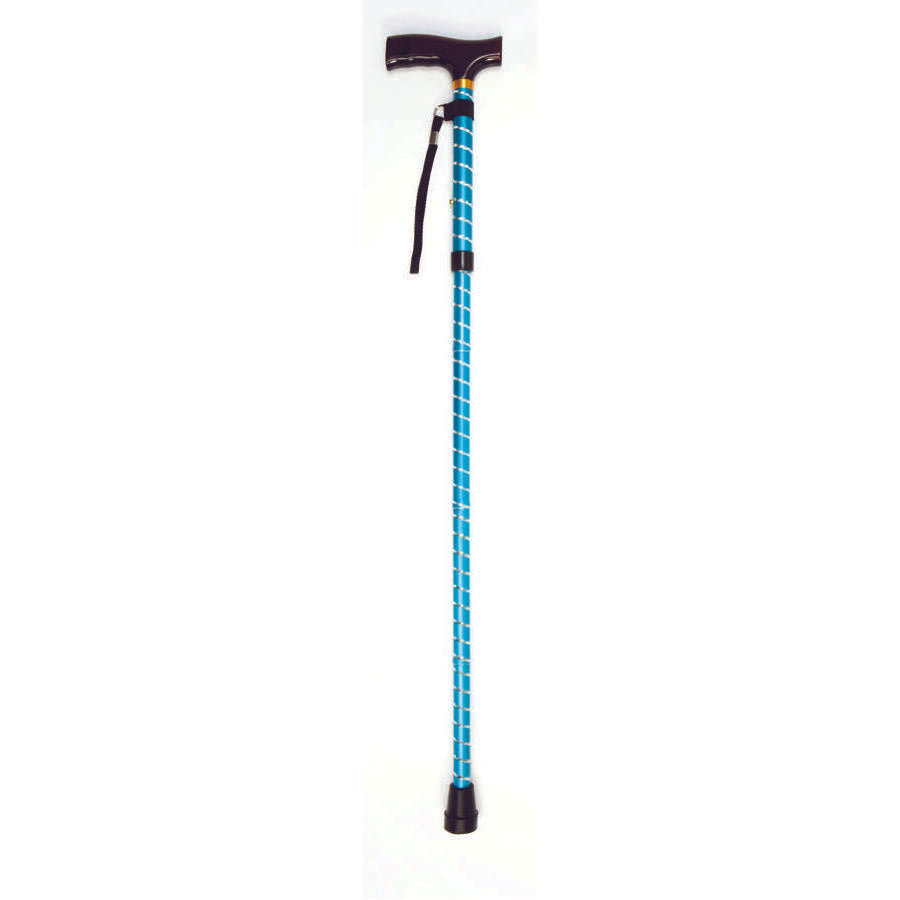 Folding Cane with Strap (Blue Twist) - Humber Mobility Centre