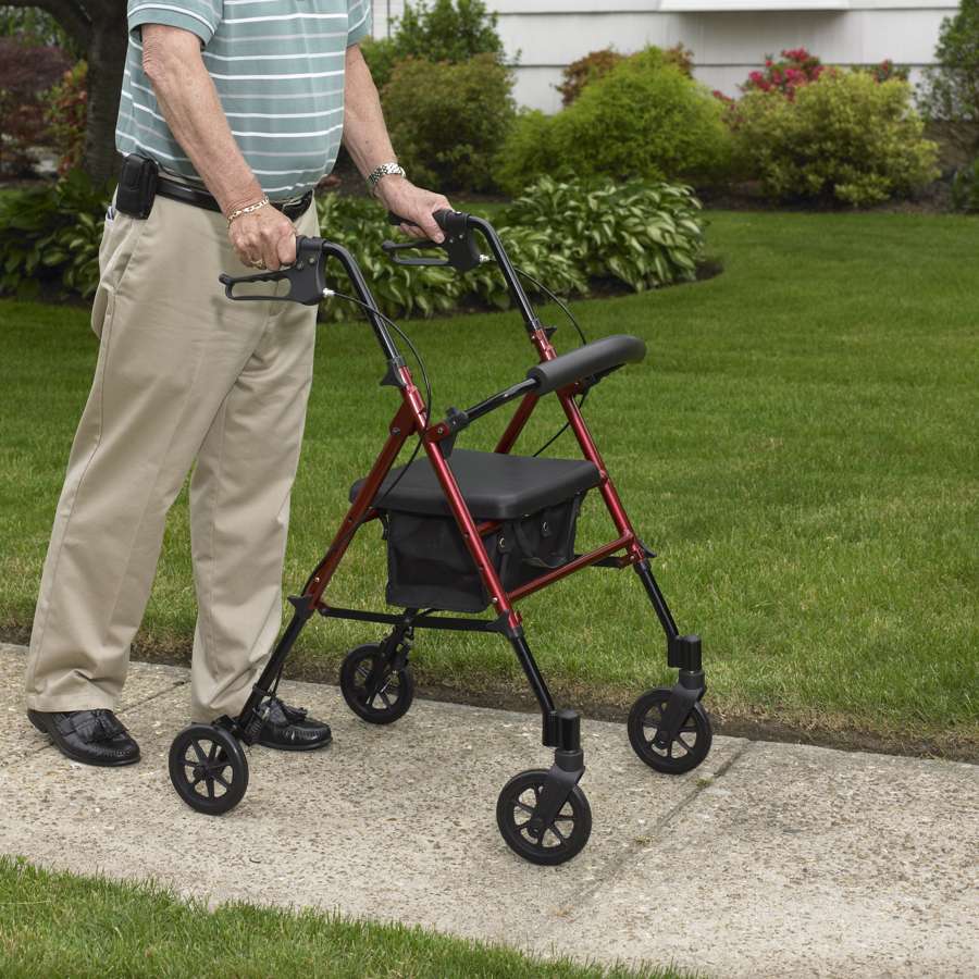 Aluminium Lightweight Rollator - Outdoor (Red) - Humber Mobility Centre