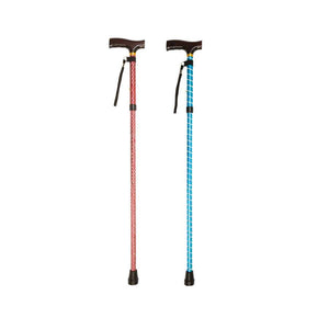 Folding Cane with Strap (Red Spiral Wave) - Humber Mobility Centre