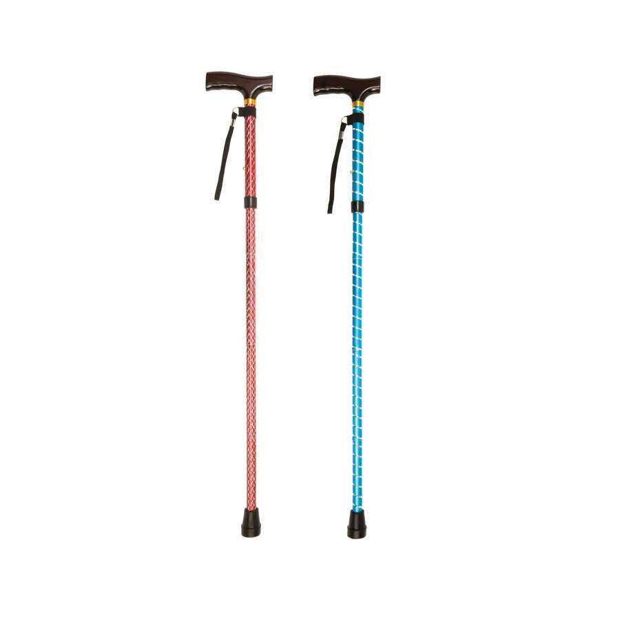 Folding Cane with Strap (Red Spiral Wave) - Humber Mobility Centre