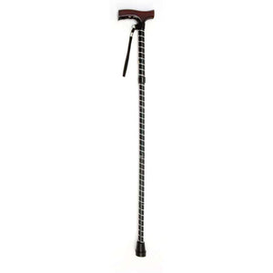 Folding Cane with Strap (Black Stripe) - Humber Mobility Centre