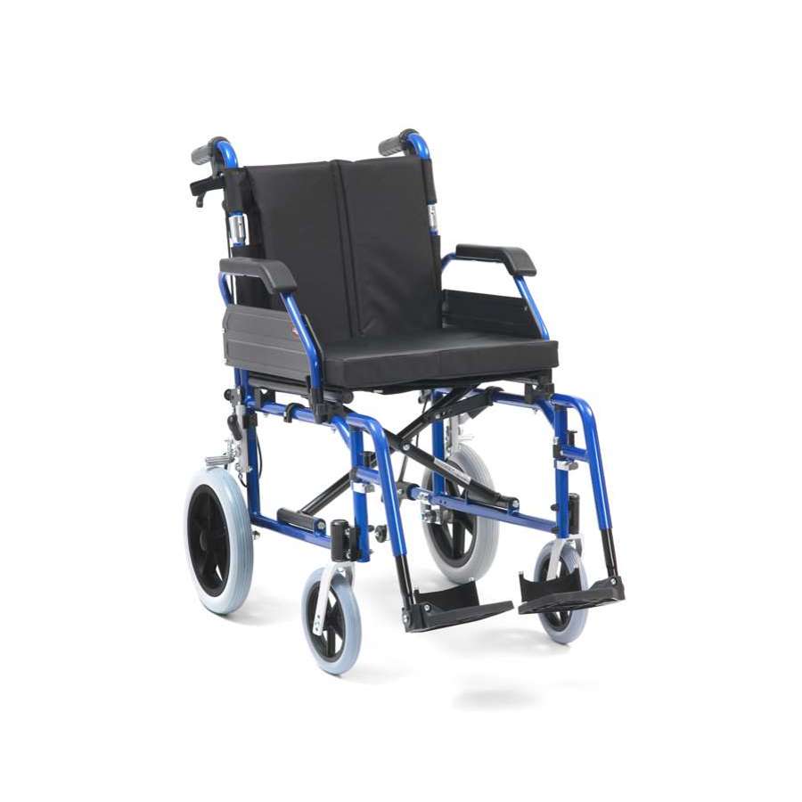 18" XS Aluminium Transit Wheelchair (Blue) - Humber Mobility Centre