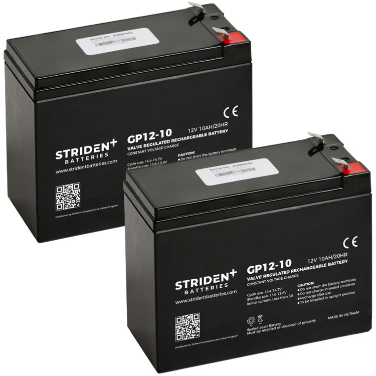 Pair of Strident Mobility Scooter Battery Lead Acid - AGM - 12V 10AH - Humber Mobility Centre