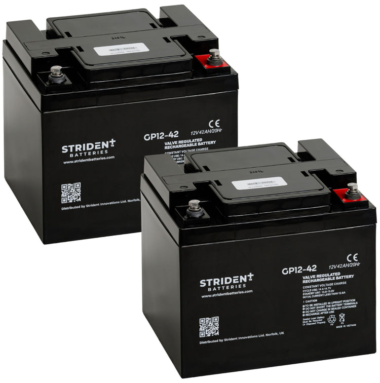 Pair of Strident Mobility Scooter Battery Lead Acid - AGM - 12V 42AH - Humber Mobility Centre