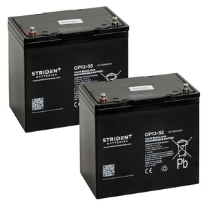 Pair of Strident Mobility Scooter Battery Lead Acid - AGM - 12V 55AH - Humber Mobility Centre