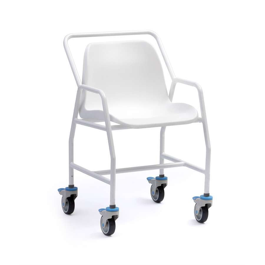 Hallaton Mobile Shower Chair - Fixed Height, 4 Brakes, 457mm