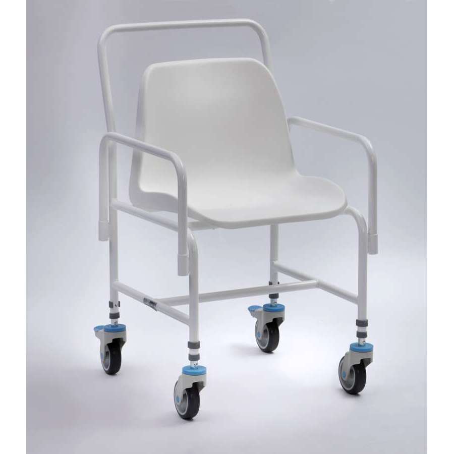 Tilton Mobile Adj. Height Shower Chair with 2 Brakes, Detachable Arms