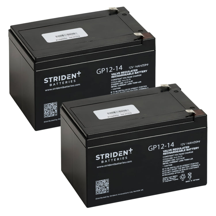 Pair of Strident Mobility Scooter Battery Lead Acid - AGM - 12V 14AH - Humber Mobility Centre