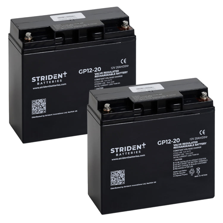 Pair of Strident Mobility Scooter Battery Lead Acid - AGM - 12V 20AH - Humber Mobility Centre