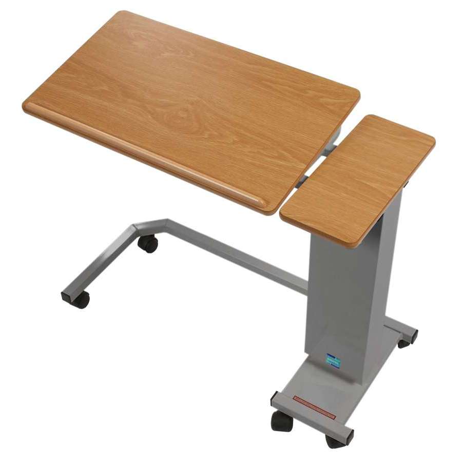 Easi Riser Adj. Overbed Table - Wheelchair Base & Tilting Twin Top with Silver Frame