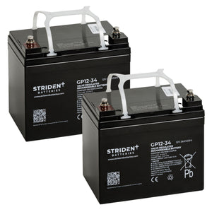 Pair of Strident Mobility Scooter Battery Lead Acid - AGM - 12V 34AH - Humber Mobility Centre