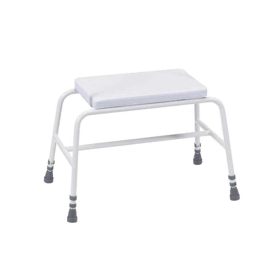 Bariatric Perching Stool - White PVC Seat, No Arms or Back