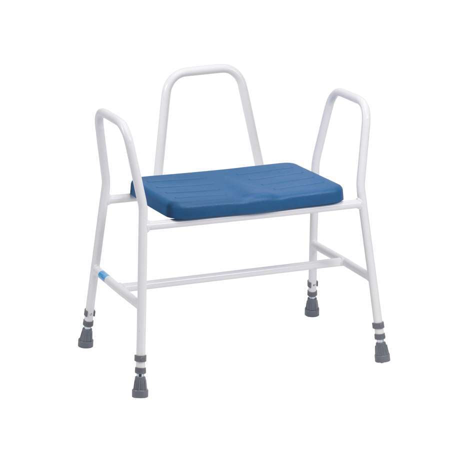 Bariatric Perching Stool - PU Seat, Tubular Armrests and Back