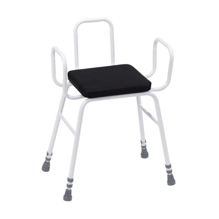 Perching Stool - Armrest, Backrest and Padded Black Seat