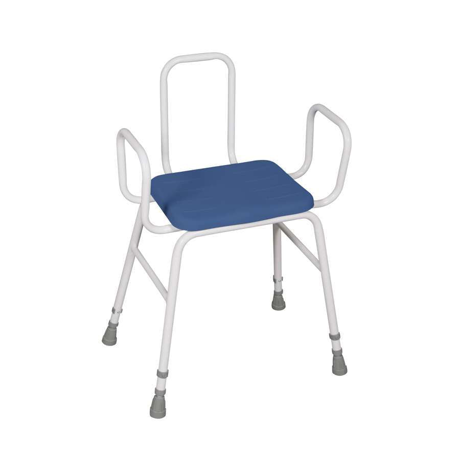 Perching Stool - PU Seat, Tubular Armrests and Back - Humber Mobility Centre