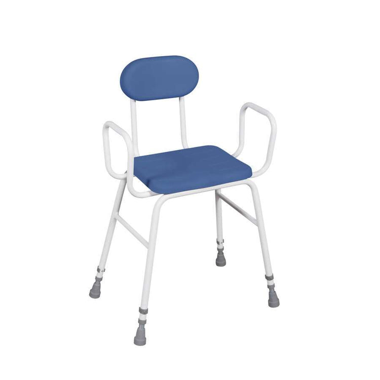 Perching Stool - PU Seat, Tubular Armrests and Padded Back - Humber Mobility Centre