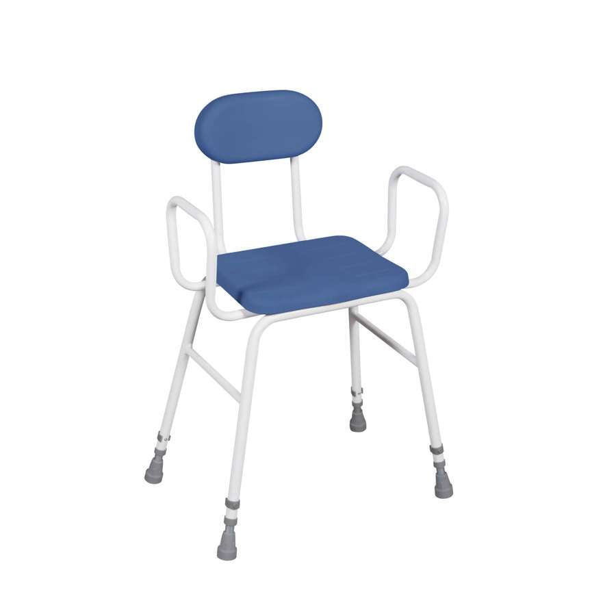 Perching Stool - PU Seat, Tubular Armrests and Padded Back - Humber Mobility Centre
