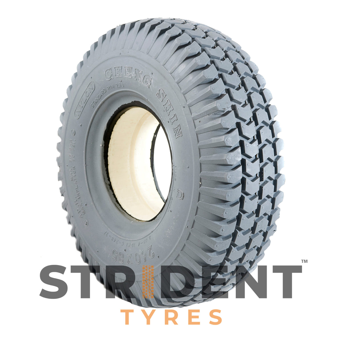 Strident Grey Solid 260 x 85 (3.00-4) Block Tyre (72mm Rim) (C248SW)