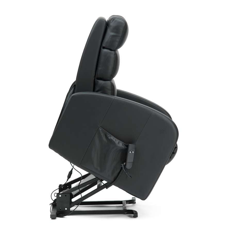 Three Tier Back PU Single Motor Riser Recliner in Black