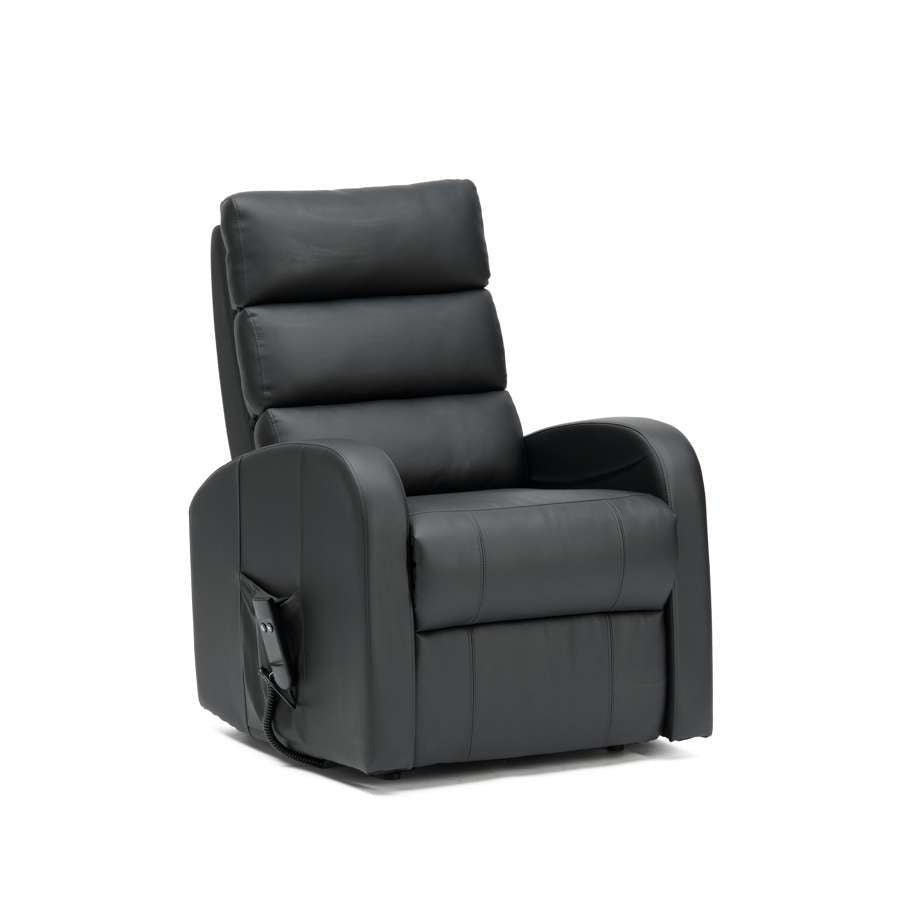 Three Tier Back PU Single Motor Riser Recliner in Black