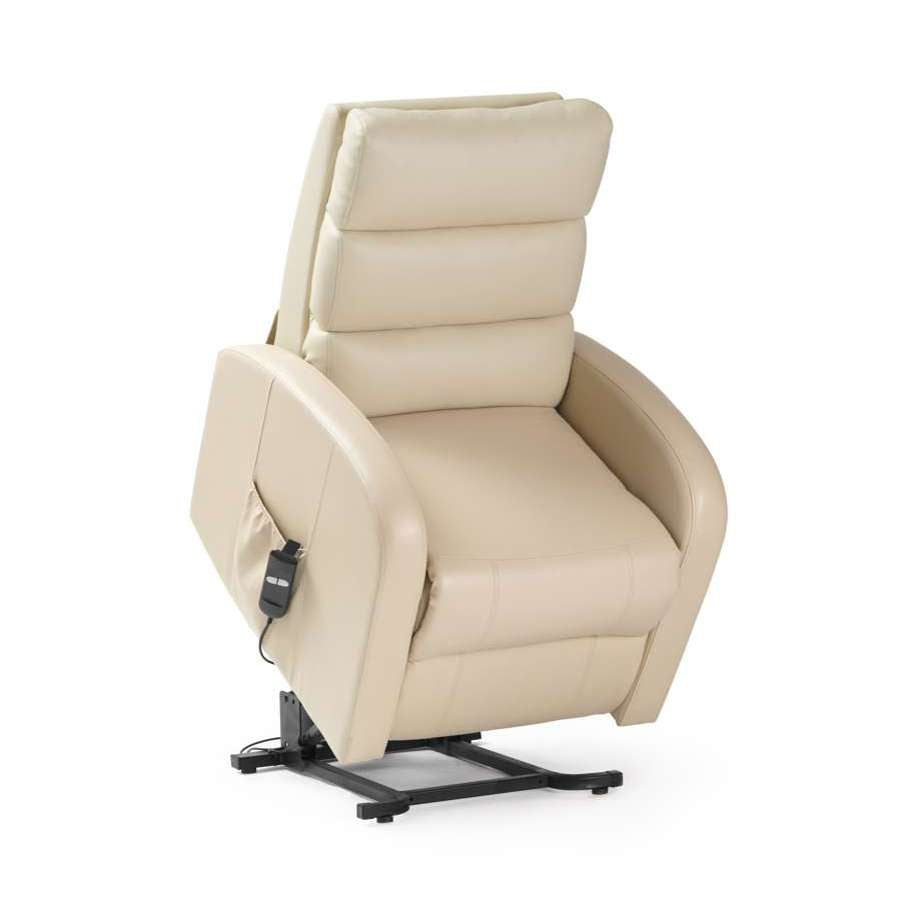 Three Tier Back PU Single Motor Riser Recliner in Cream