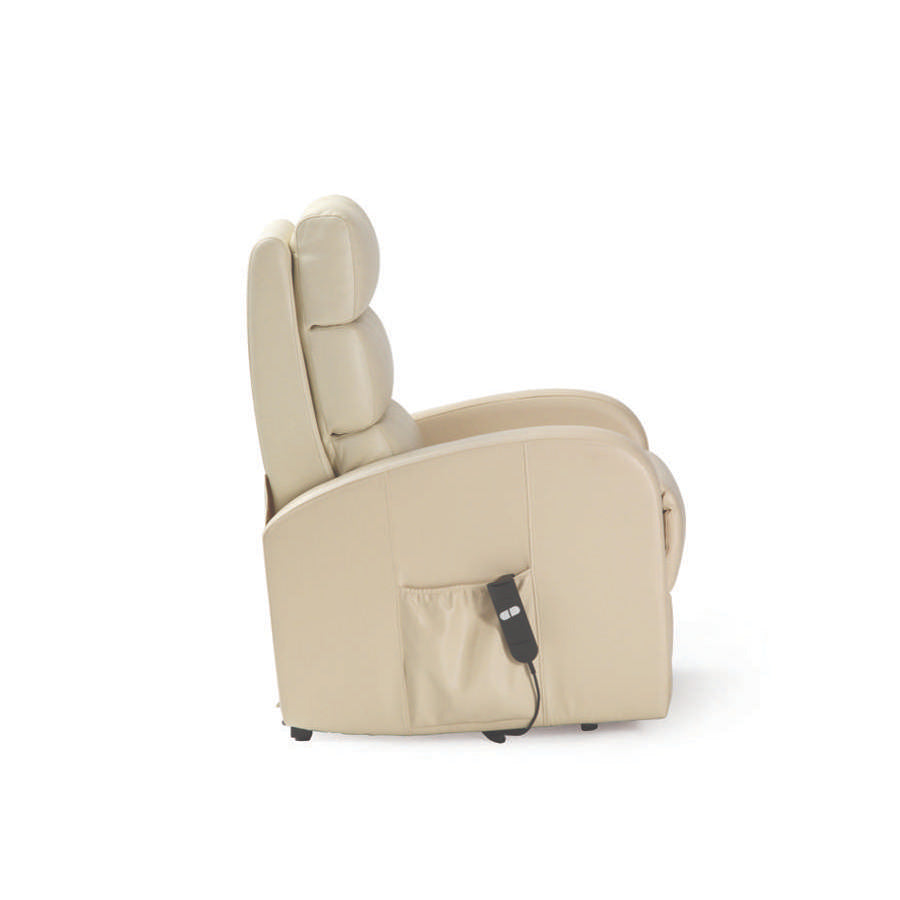 Three Tier Back PU Single Motor Riser Recliner in Cream