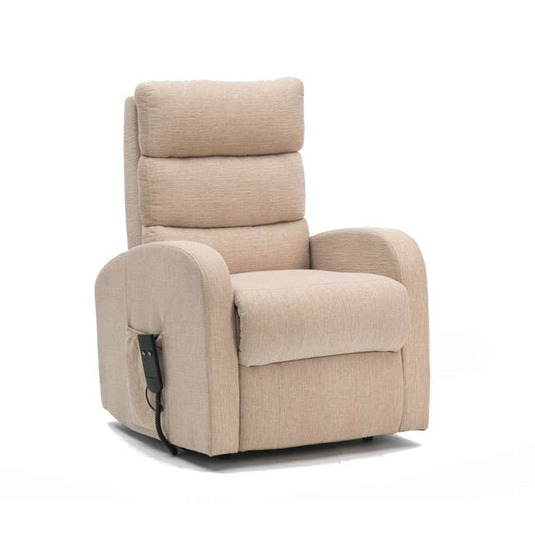 Porridge Risers Three Tier Back Fabric Single Motor Riser Recliner in Oatmeal