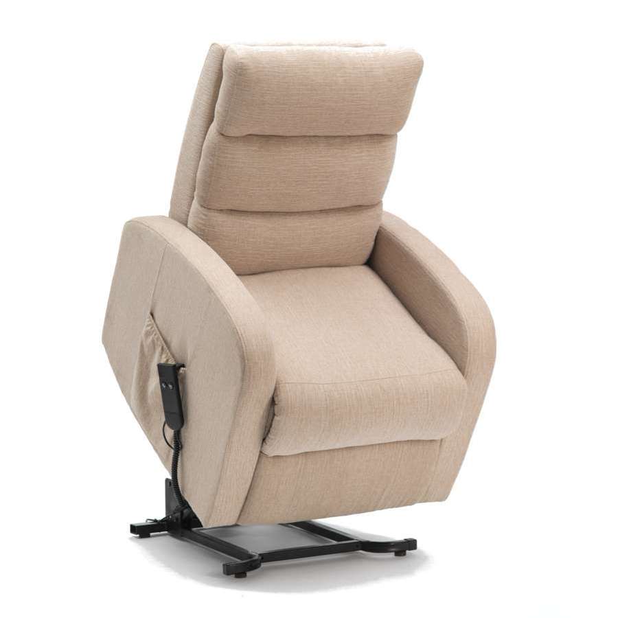 Three Tier Back Fabric Single Motor Riser Recliner in Oatmeal