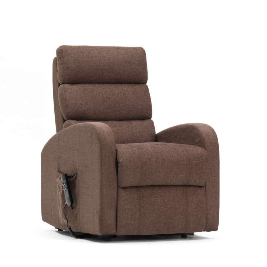 Three Tier Back Fabric Dual Motor Riser Recliner in Brown