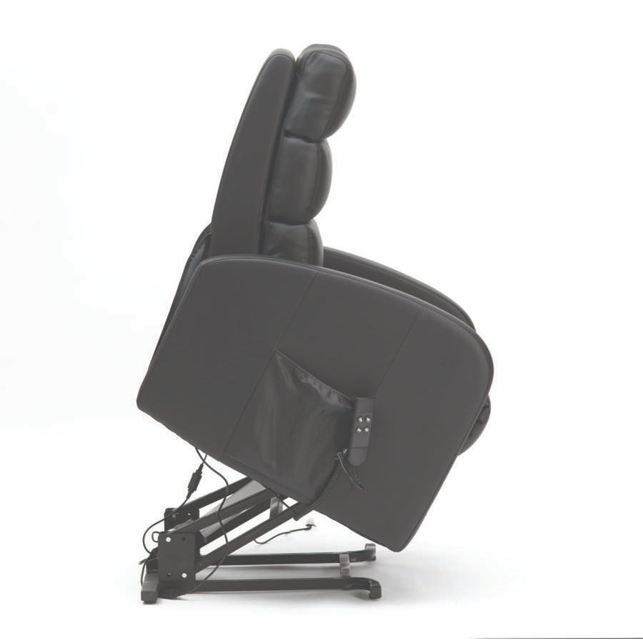 Three Tier Back PU Dual Motor Riser Recliner in Black