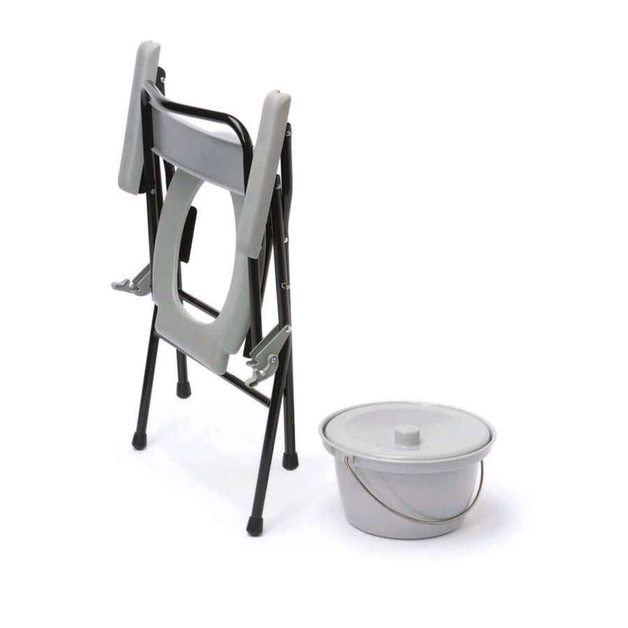 HOMECRAFT Uni-Frame Folding Commode, Portable Toilet, Toilet Bowl & Pan For Elderly, Handicapped, And Disabled Users, Metal Toilet For Bedside Bathroom Use, Folding Toilet, Bedside Commode For Safety