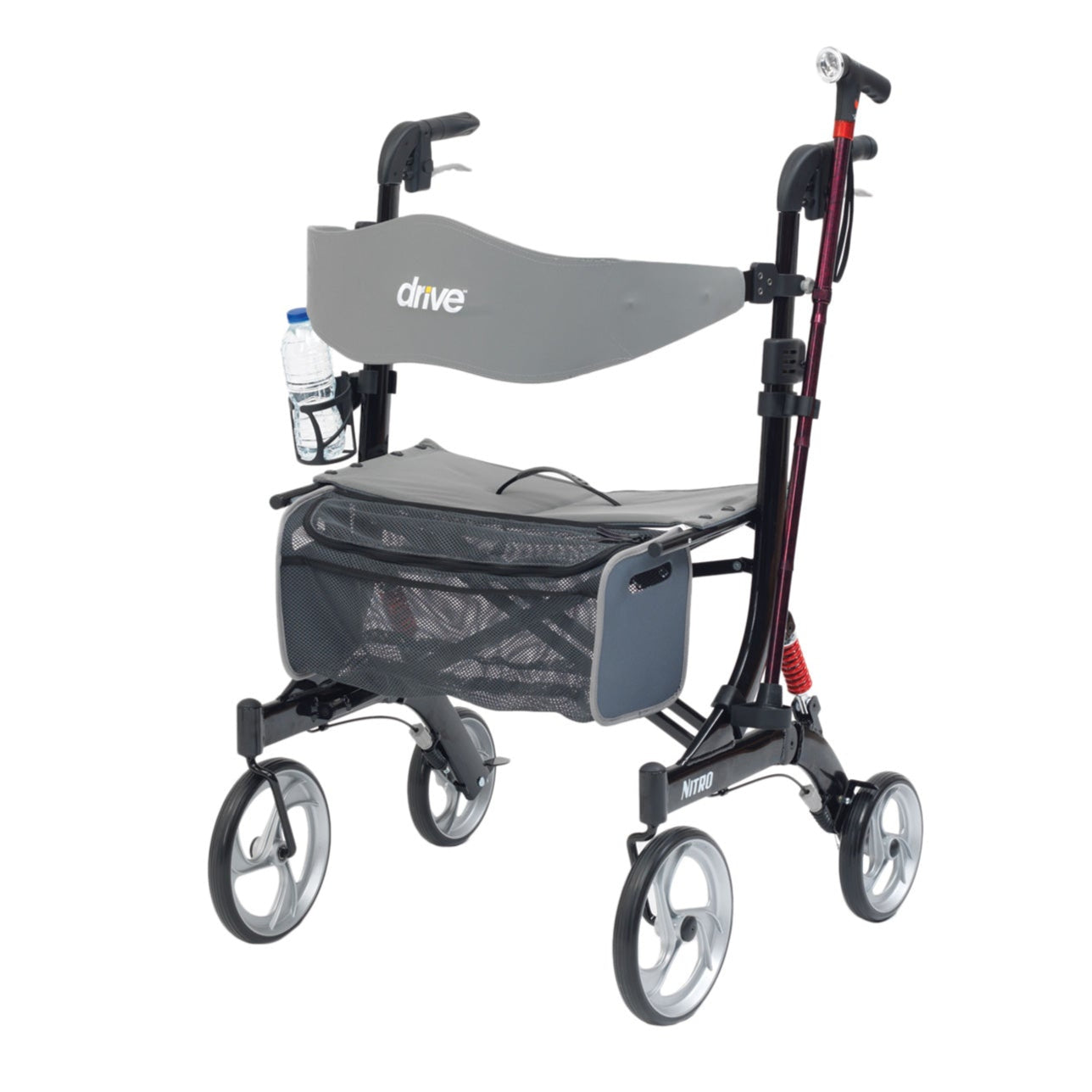 Nitro Rollator Accessory Pack – Bottle & Cane Holder for All Models