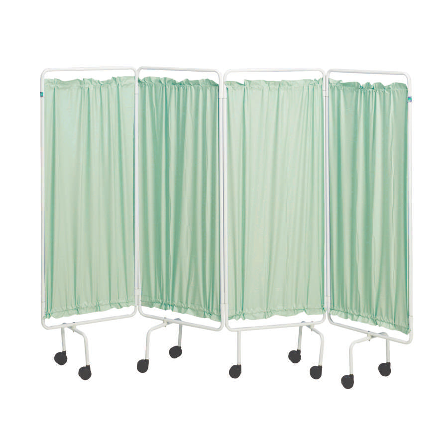 White Screen Frame & Green Curtains (4 panels)