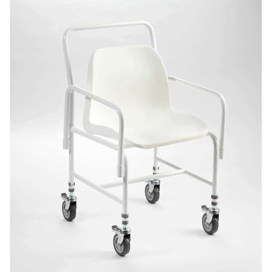 Tilton Mobile Adj. Height Shower Chair with 2 Brakes, Detachable Arms