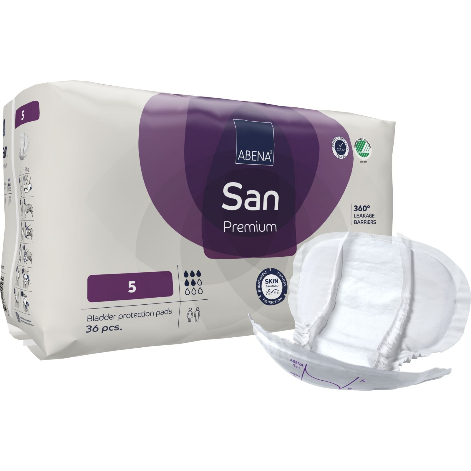 Abena San Premium 5 Pads – Moderate to Heavy Incontinence Protection - 1200ml