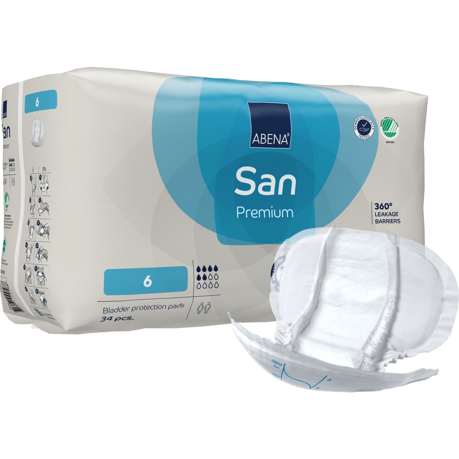 Abena San Premium 6 Pads – Advanced Incontinence Protection (1600ml)