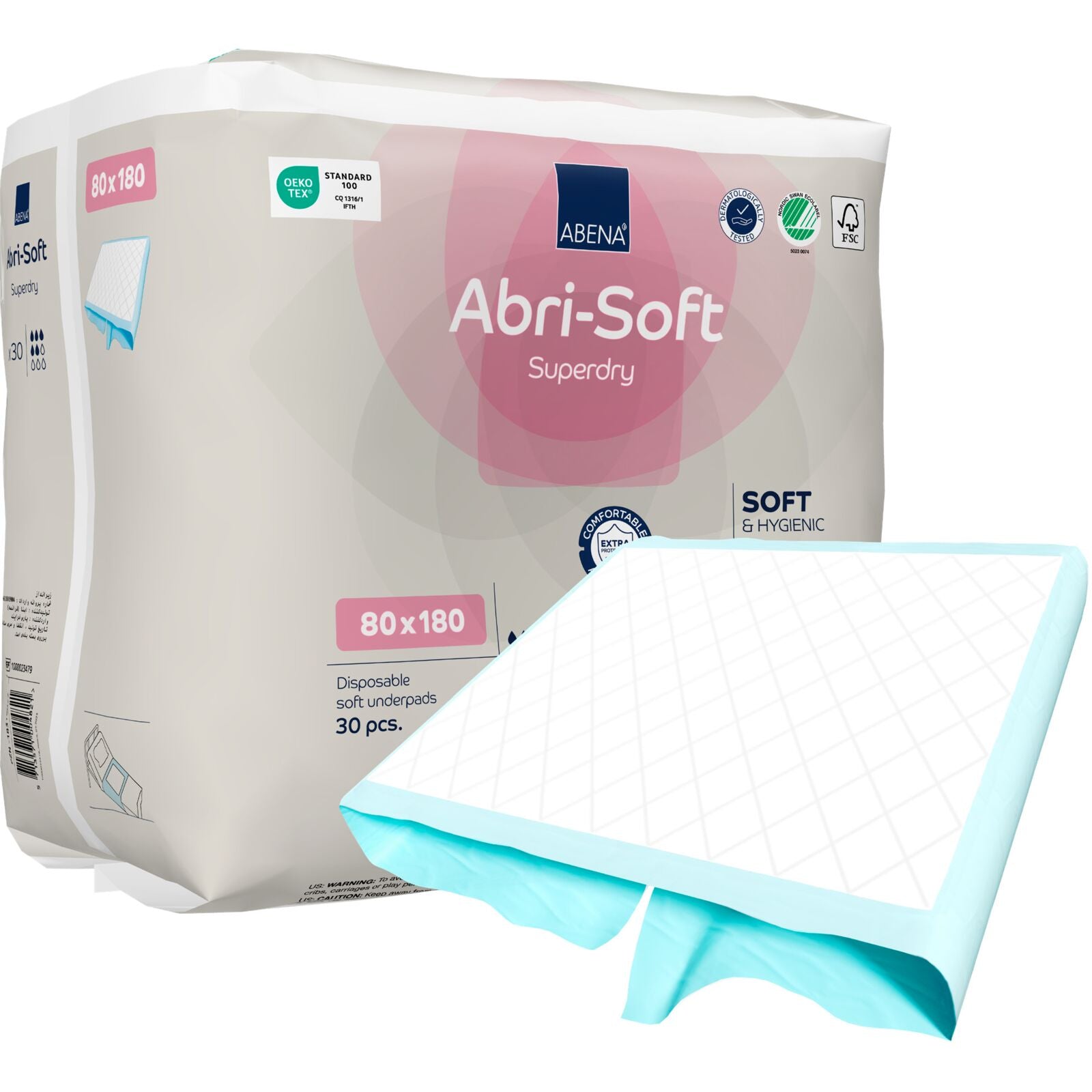Abena Abri-Soft Superdry Bed Pads with Flaps – 80×180 cm, 1500ml (Pack of 30)