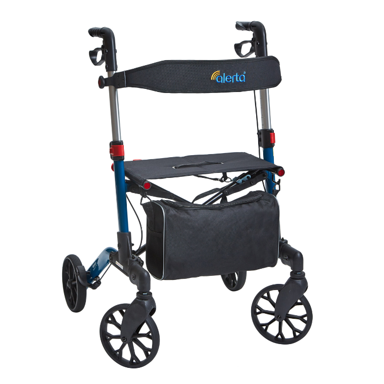 HMC Aluminium Lightweight Dual-Folding Rollator Walker with Seat & Bag - Humber Mobility Centre